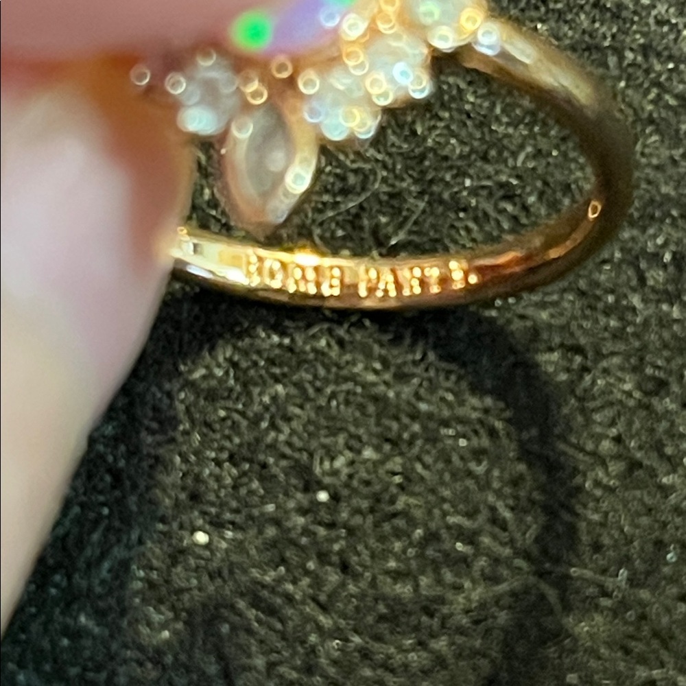 Elegant Opal and Diamond Gold Tone Ring - Picture 3 of 4